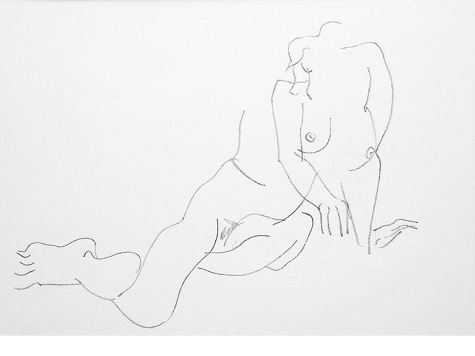 Agnes Keil, human nude, graphite on paper, 42 x 30cm